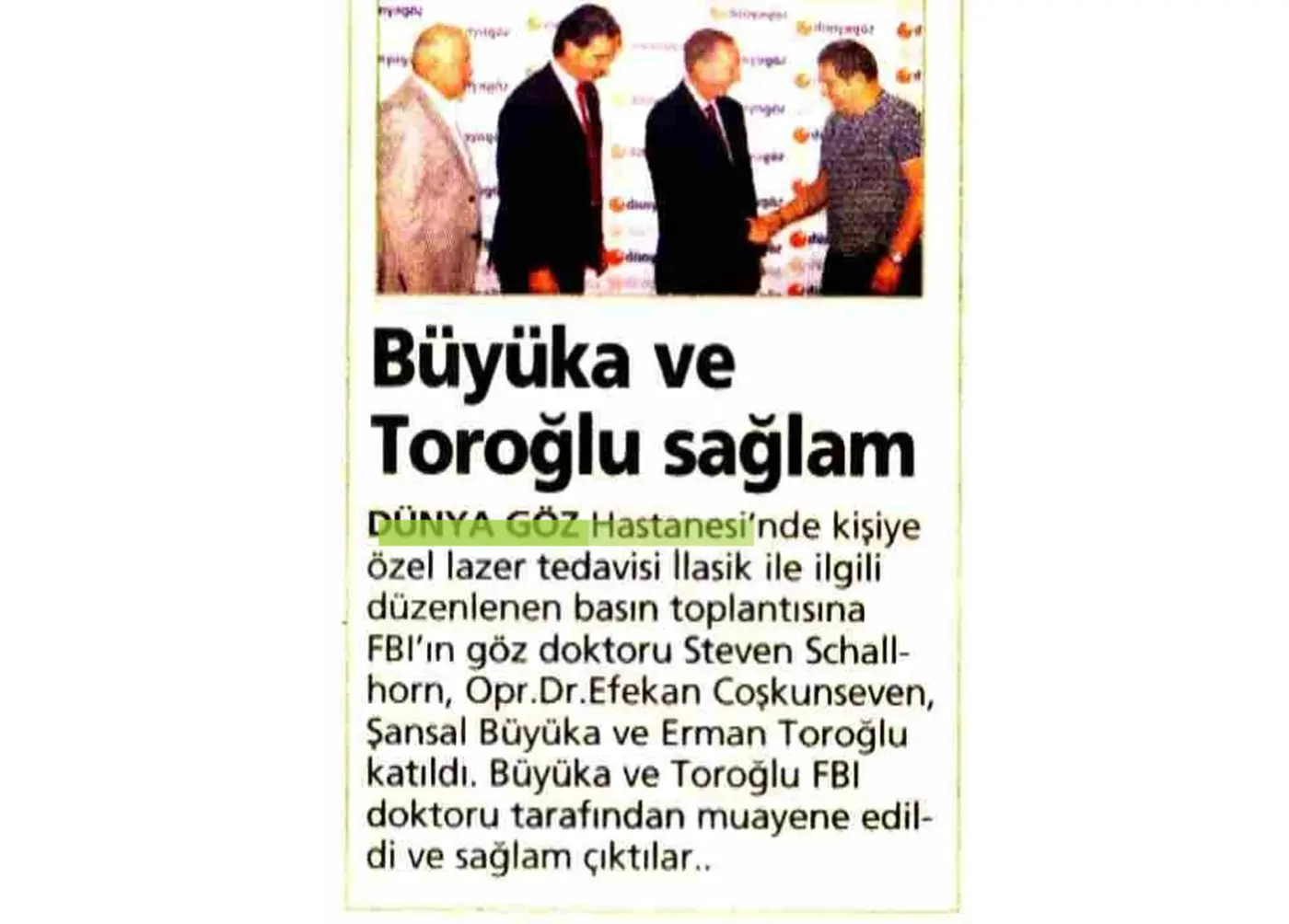 Basın kupürü — iLASIK / lazer göz ameliyatı
