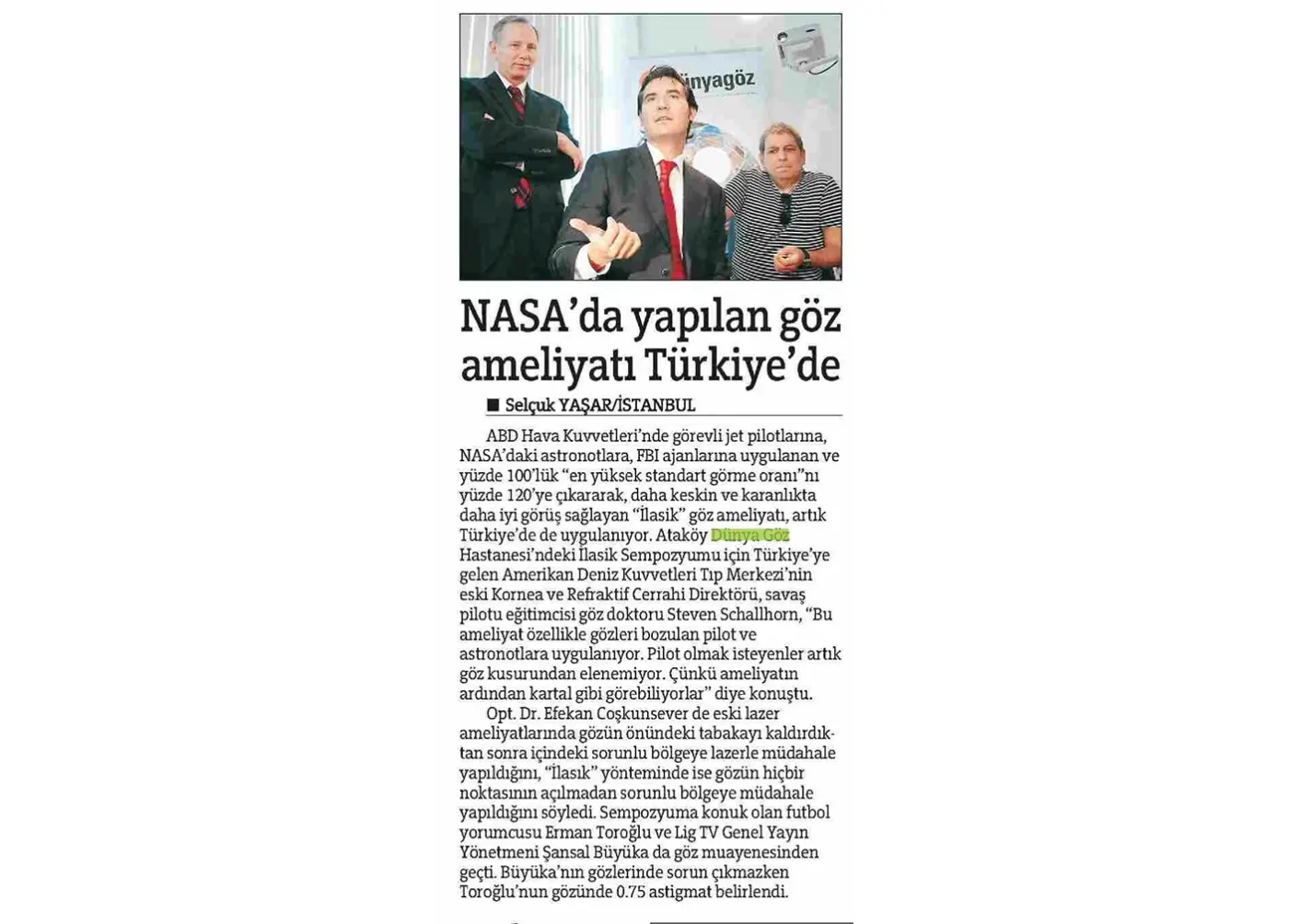 Basın kupürü — iLASIK / lazer göz ameliyatı