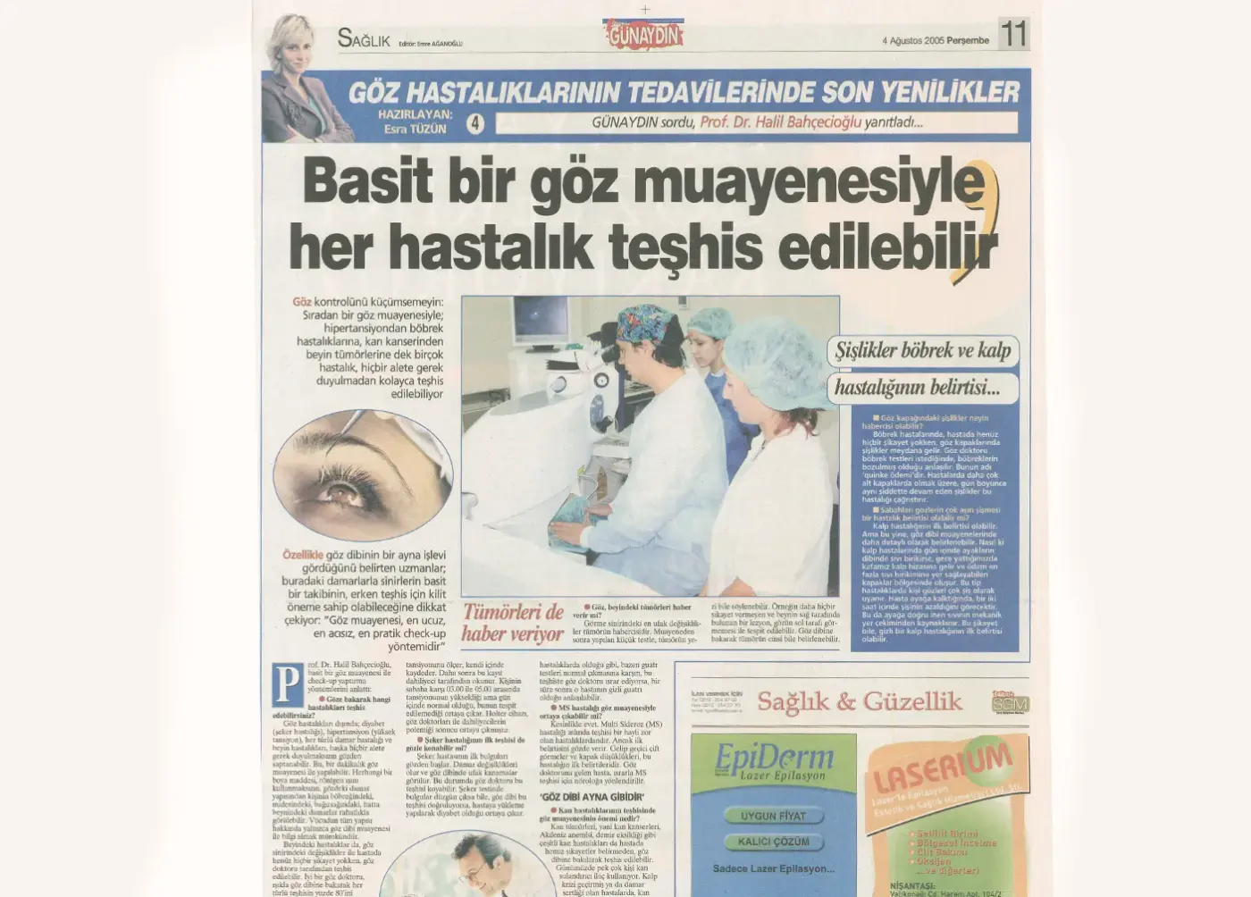 Basın kupürü — katarakt ve göz içi mercek