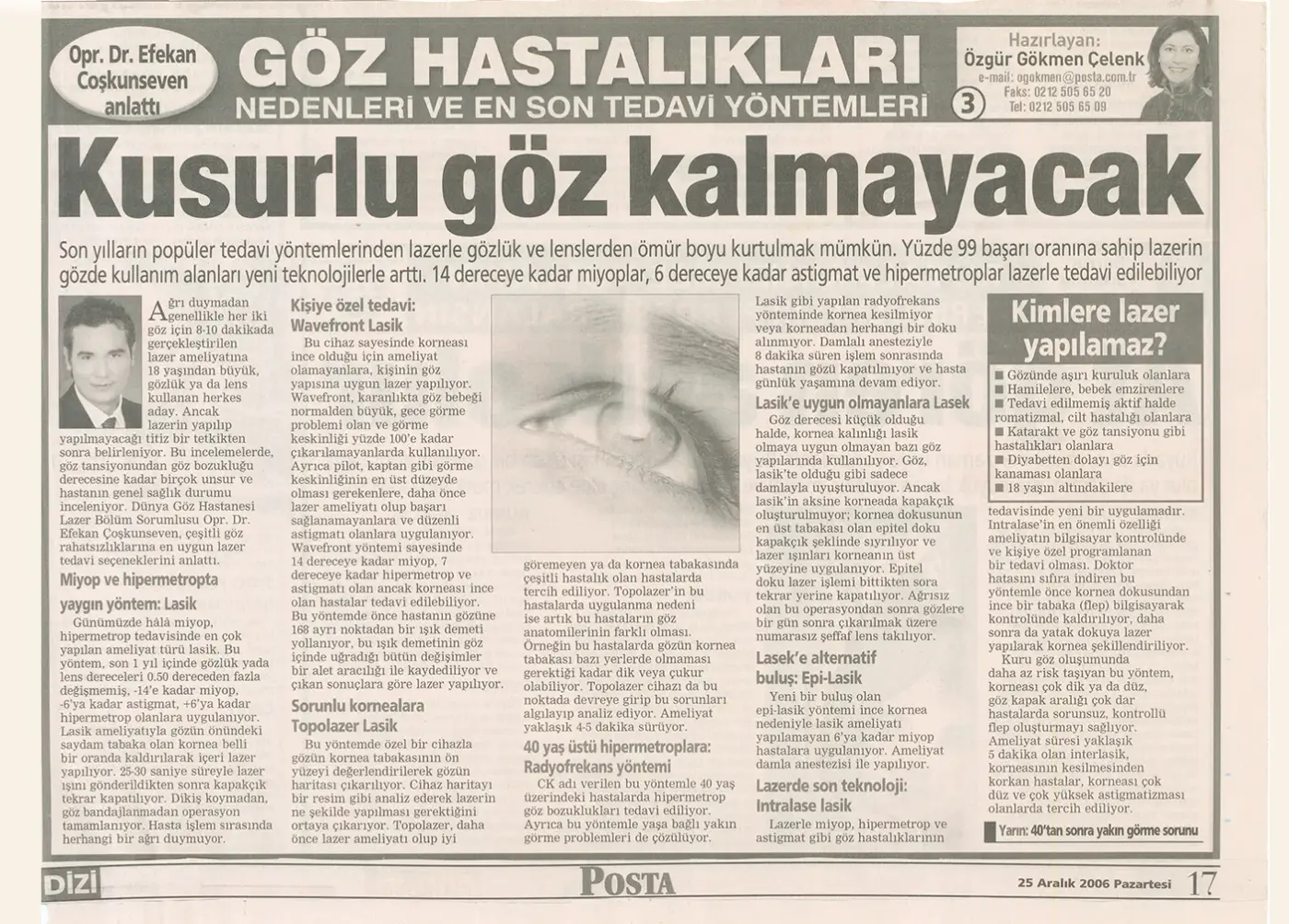 Basın kupürü — göz sağlığı