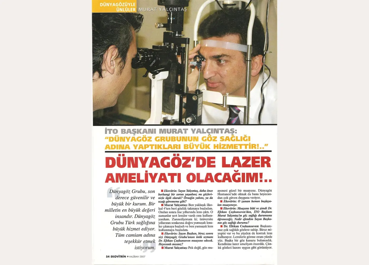 Basın kupürü — göz sağlığı