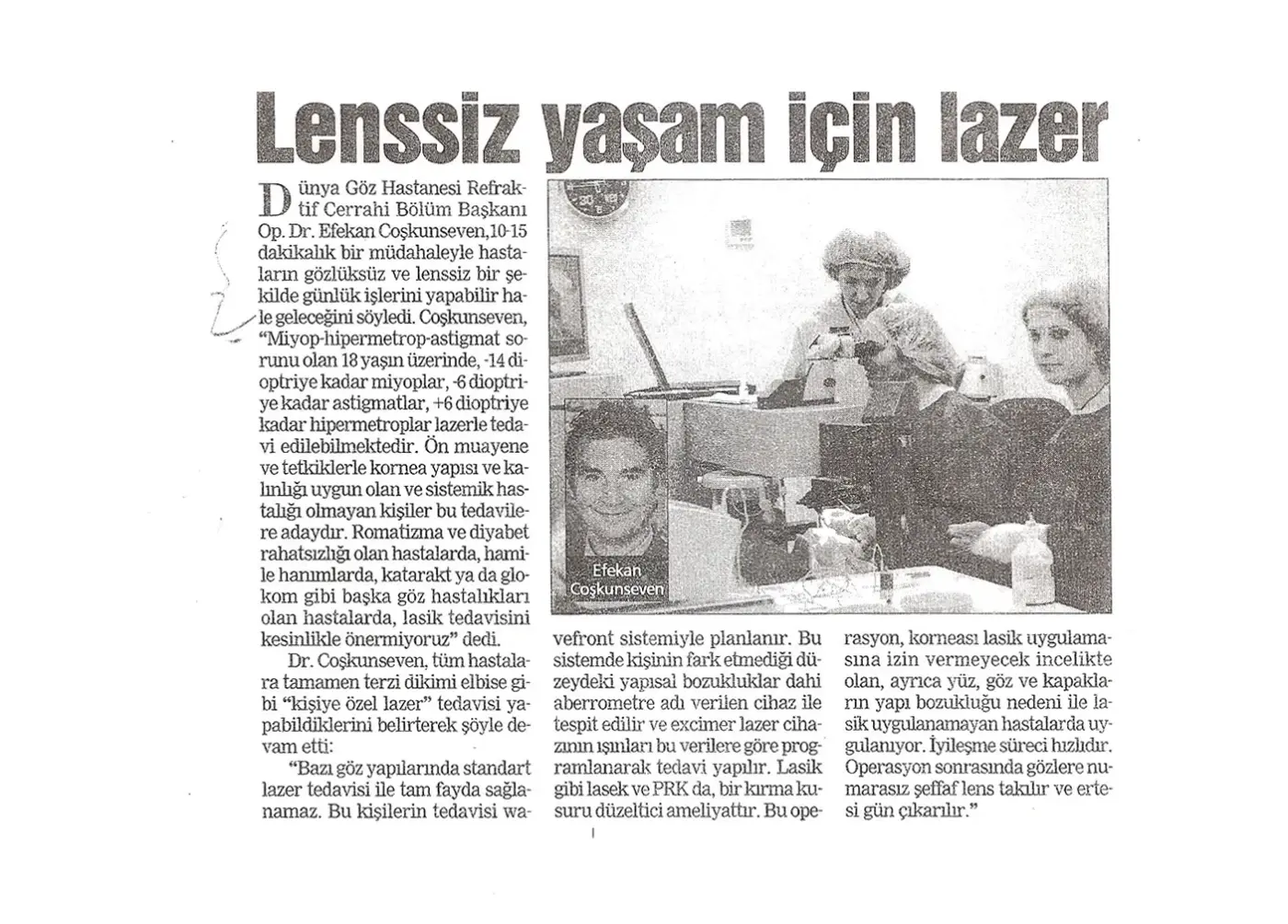 Basın kupürü — göz sağlığı