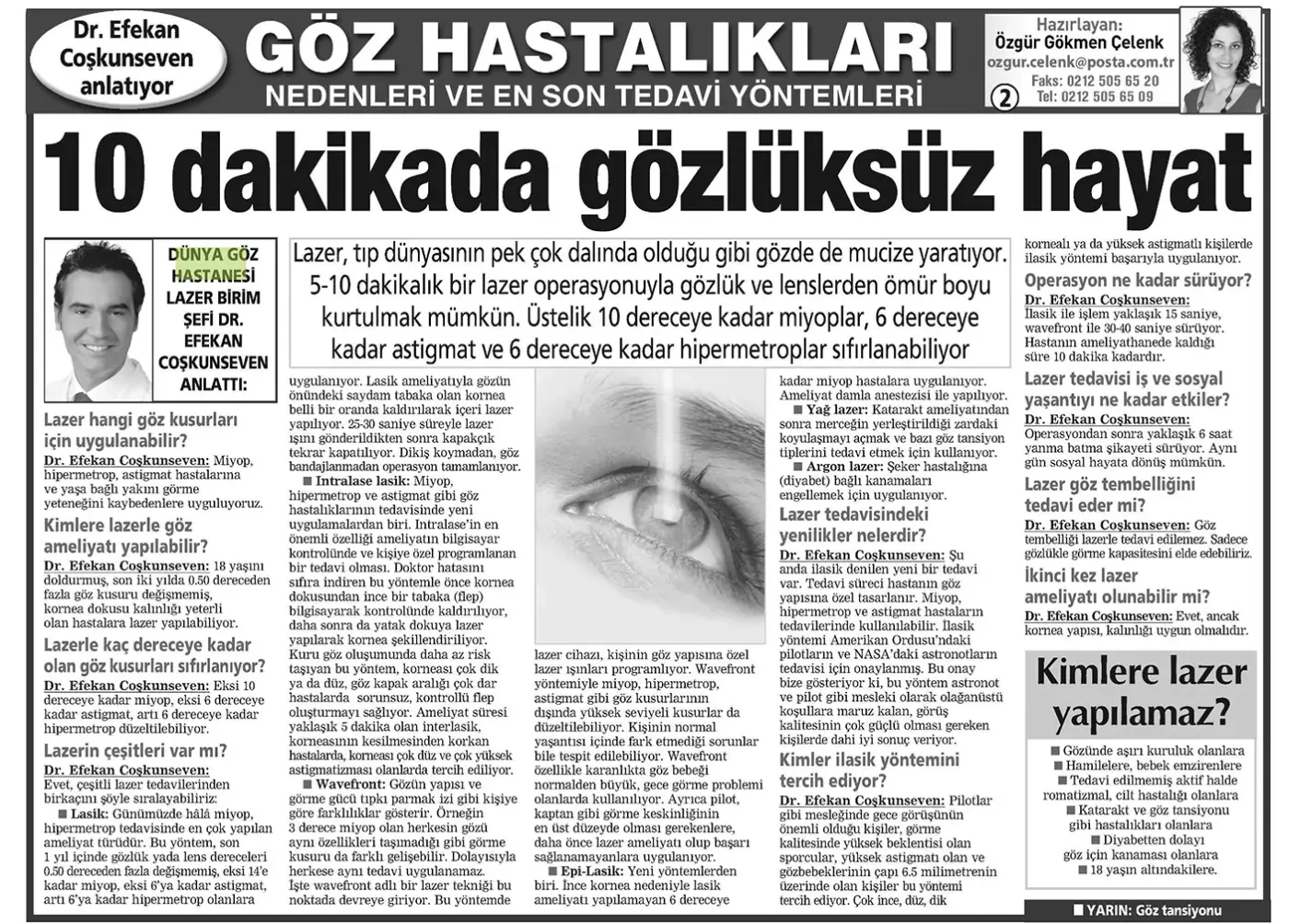 Basın kupürü — göz sağlığı
