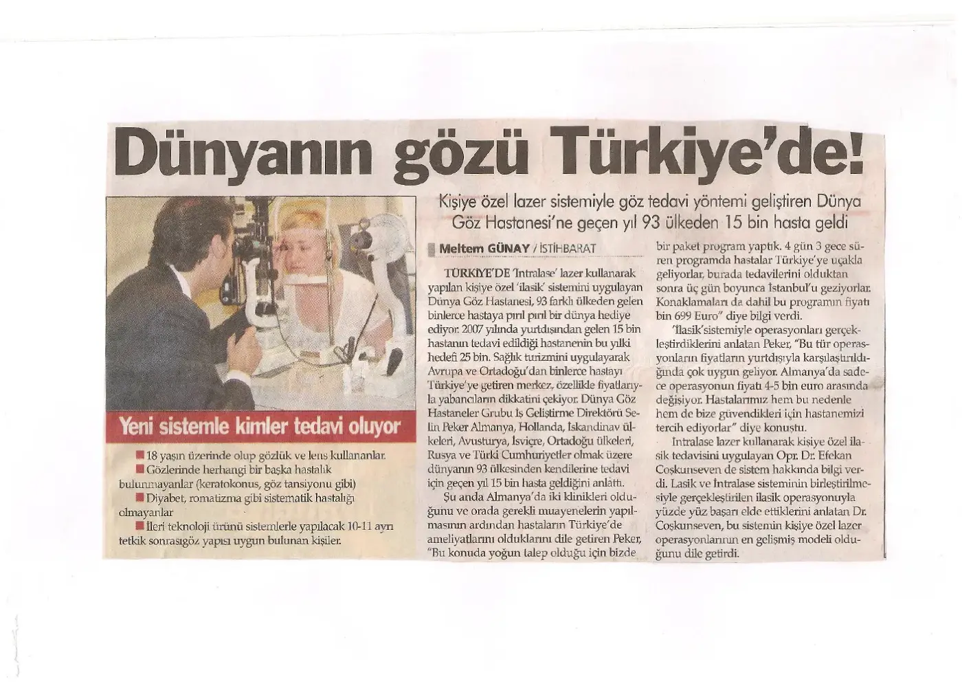 Basın kupürü — göz sağlığı