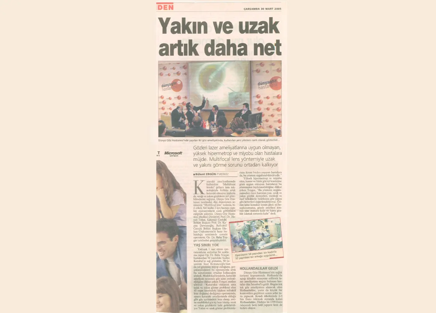 Basın kupürü — presbiyopi (yakın görme)
