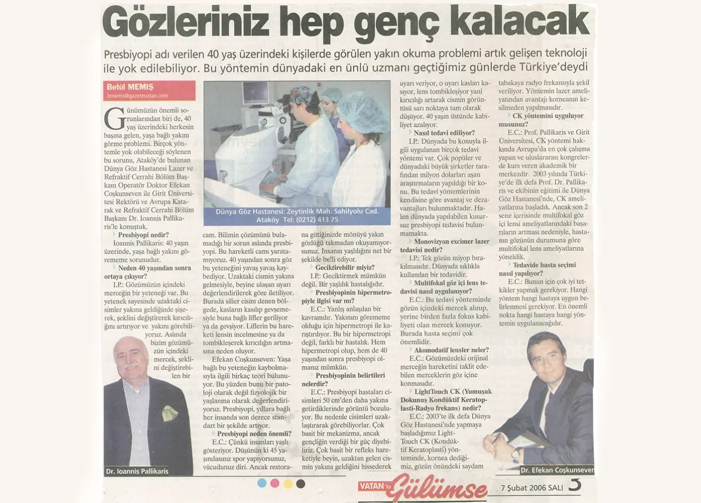 Basın kupürü — presbiyopi (yakın görme)