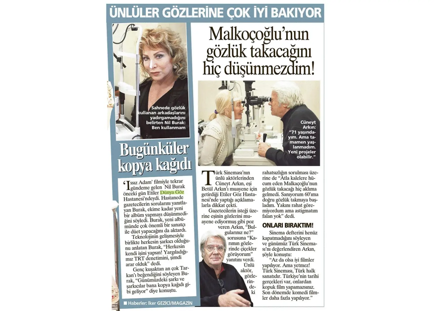 Basın kupürü — presbiyopi (yakın görme)