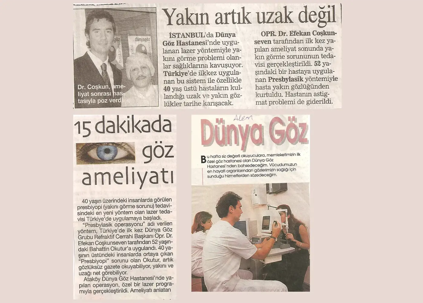 Basın kupürü — presbiyopi (yakın görme)