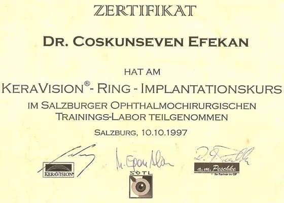 KeraVision (Intacs) kornea içi halka implantasyon kursu — Salzburger Ophthalmochirurgisches Trainings-Labor (SOTL), Salzburg