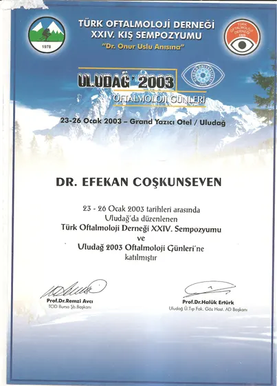 TOD XXIV. Kış Sempozyumu ve Uludağ 2003 Oftalmoloji Günleri — Türk Oftalmoloji Derneği, Uludağ