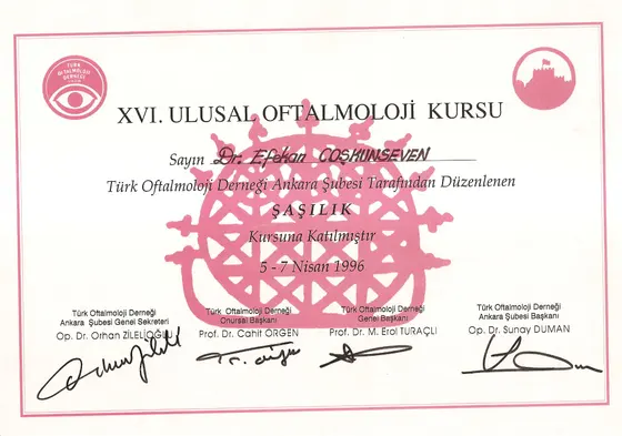 XVI. Ulusal Oftalmoloji Kursu — Şaşılık — Türk Oftalmoloji Derneği Ankara Şubesi