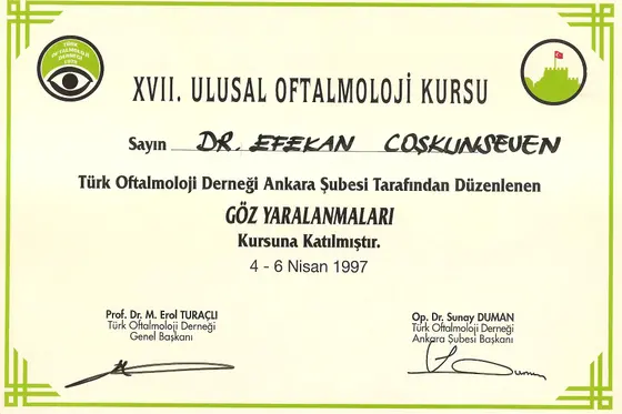 XVII. Ulusal Oftalmoloji Kursu — Göz Yaralanmaları — Türk Oftalmoloji Derneği Ankara Şubesi